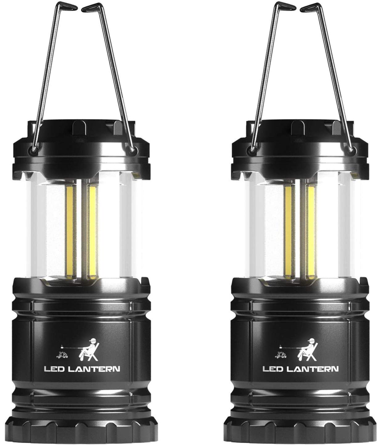 MalloMe LED Camping Lantern Flashlights 2 Pack - Super Bright - 350 Lumen Portable Outdoor Lights - AA Batteries Required, Not I