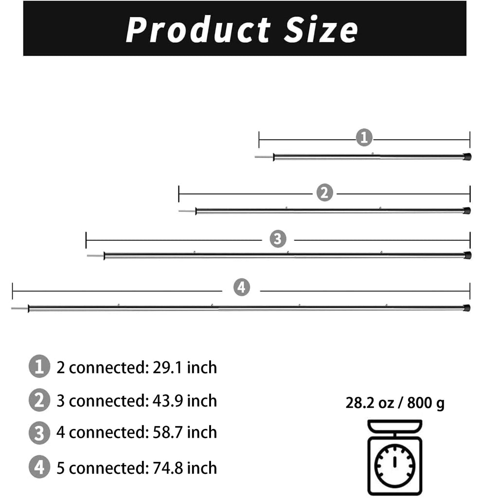 San Like Telescoping Tarp Poles Adjustable Tent Poles For Tarp Canopy Poles For Camping Canopy Awning Shelter Backpacking Hiking