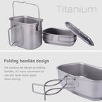 Boundless Voyage Titanium Mess Kit Hanging Pot Cup With Lid Folding Handles Outdoor Camping Cooking Set Ultralight Portable Tabl