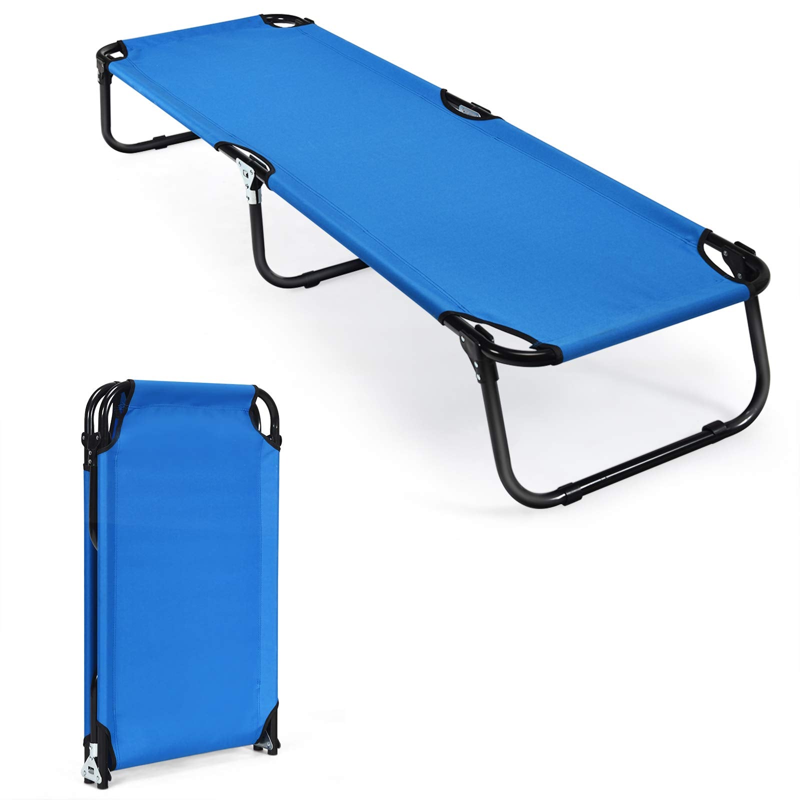 Gymax Folding Camping Cot, Portable Ultralight Compact Sleeping Cot Bed For Adults With Oxford Fabric, For Outdoor Travel Backpa