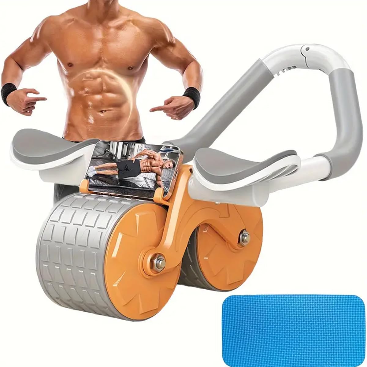 Piyu Automatic Rebound Ab Roller with Dual Wheels, PVC Core & Abs Strength Training Equipment, Universal Fit for Home Workout