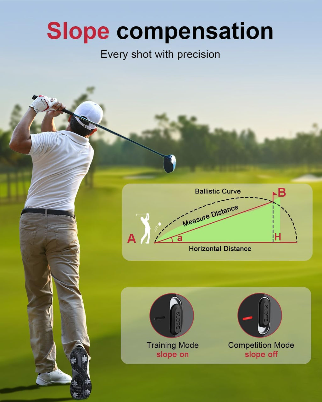 Deason Golf Rangefinder With Slope, 1,300 Yards Laser Range Finder Golf For Tournament, 6X Magnification, Flag Lock Vibration, C