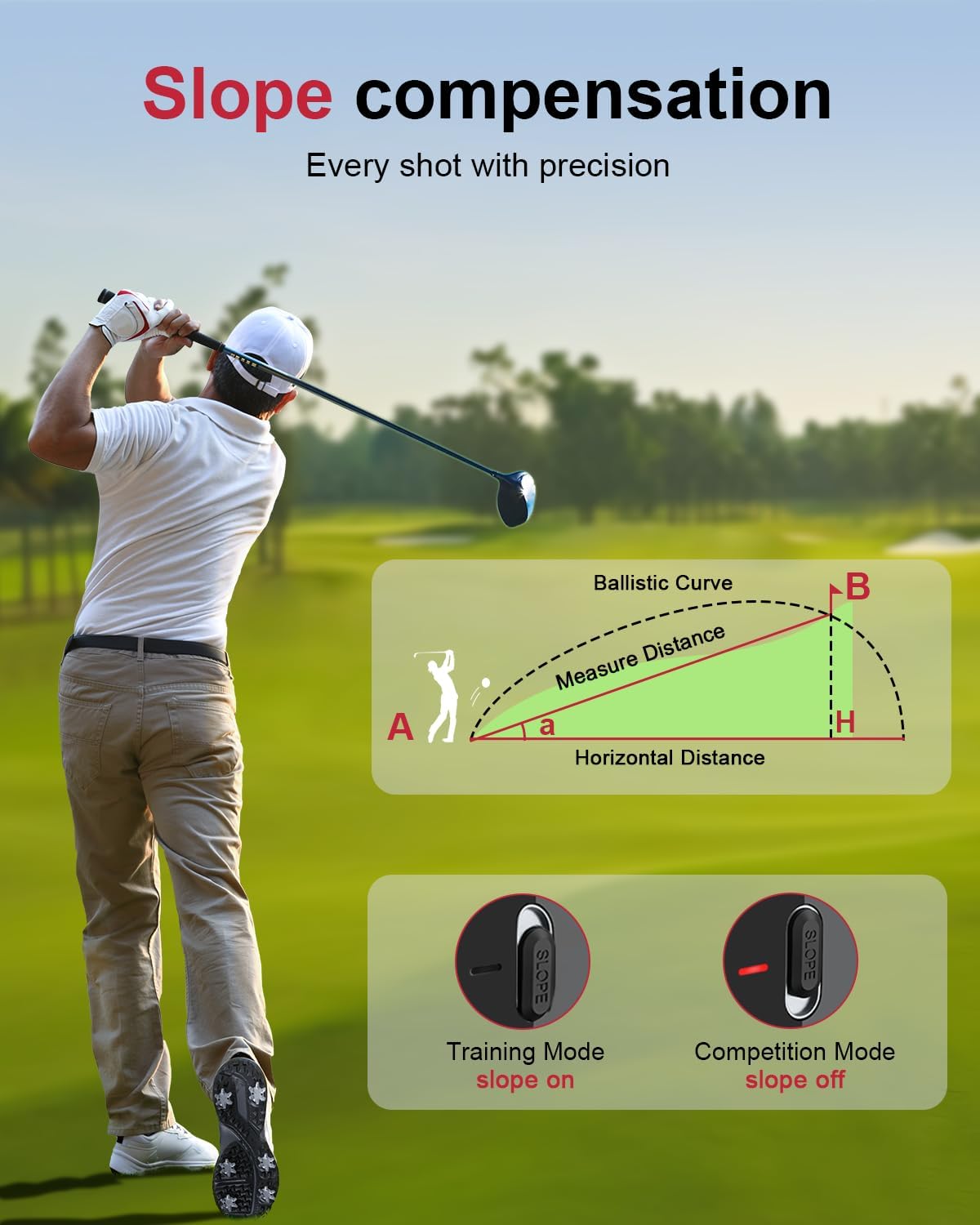 Deason Golf Rangefinder With Slope, 1,300 Yards Laser Range Finder Golf For Tournament, 6X Magnification, Flag Lock Vibration, C