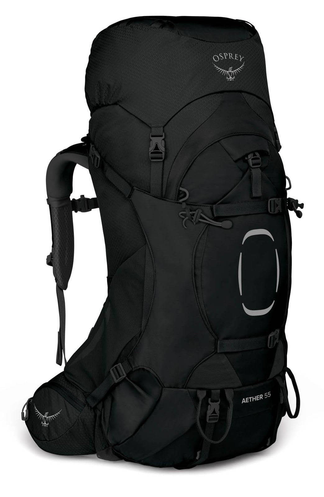 Osprey Aether 55L Mens Backpacking Backpack, Black, S/M