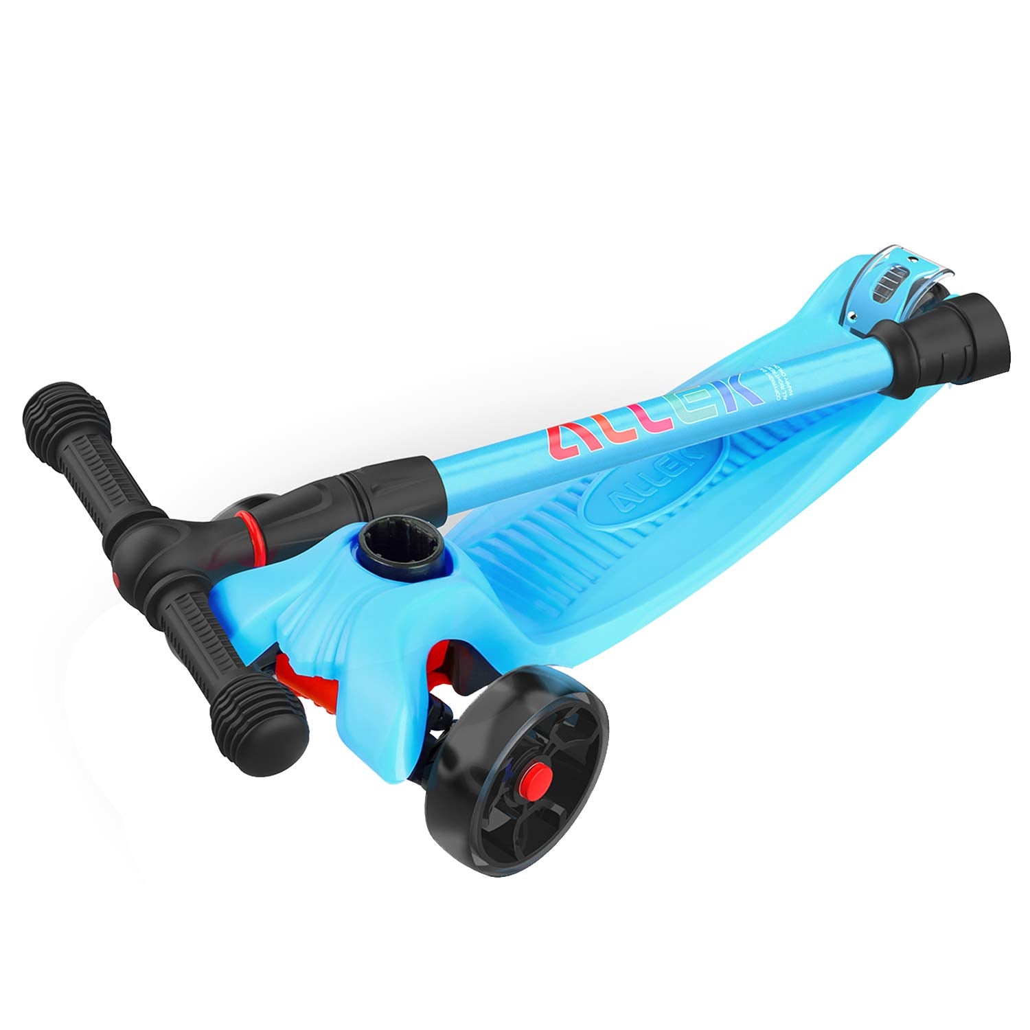 Allek Kick Scooter B02, Lean N Glide Scooter with Extra Wide PU Light-Up Wheels and 4 Adjustable Heights for Children from 3-12