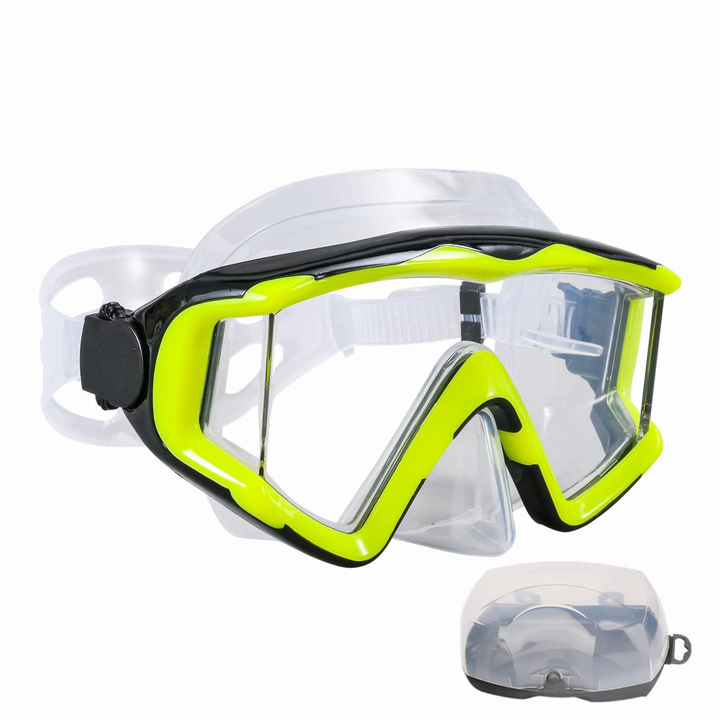 Aqua A Dive Sports Diving Mask Anti-Fog Swimming Snorkel Mask Suitable For Adults Scuba Dive Swim Snorkeling Goggles Masks (Yell