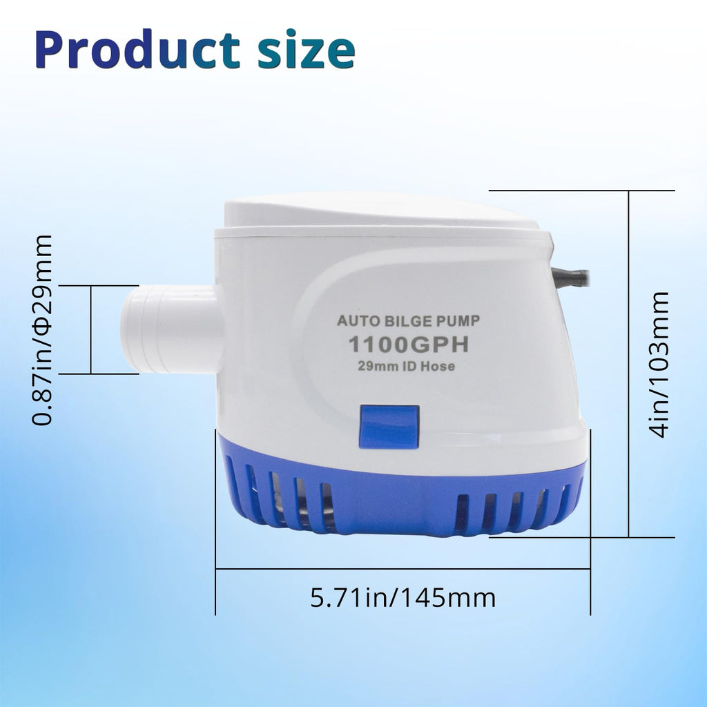 Yqmigu Automatic Water Pump 1100Gph,12V Bilge Pump,Equipped With Internal Floating Switch, Suitable For Submarines, Basement Pud