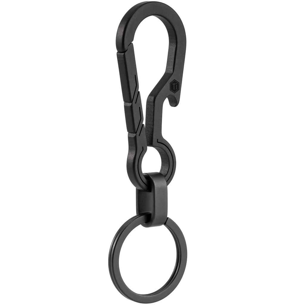 Keyunity Km01 Titanium Edc Keychain Clip With Bottle Opener, Quick Release Carabiner Key Ring Holder For Men (Pvd Black)