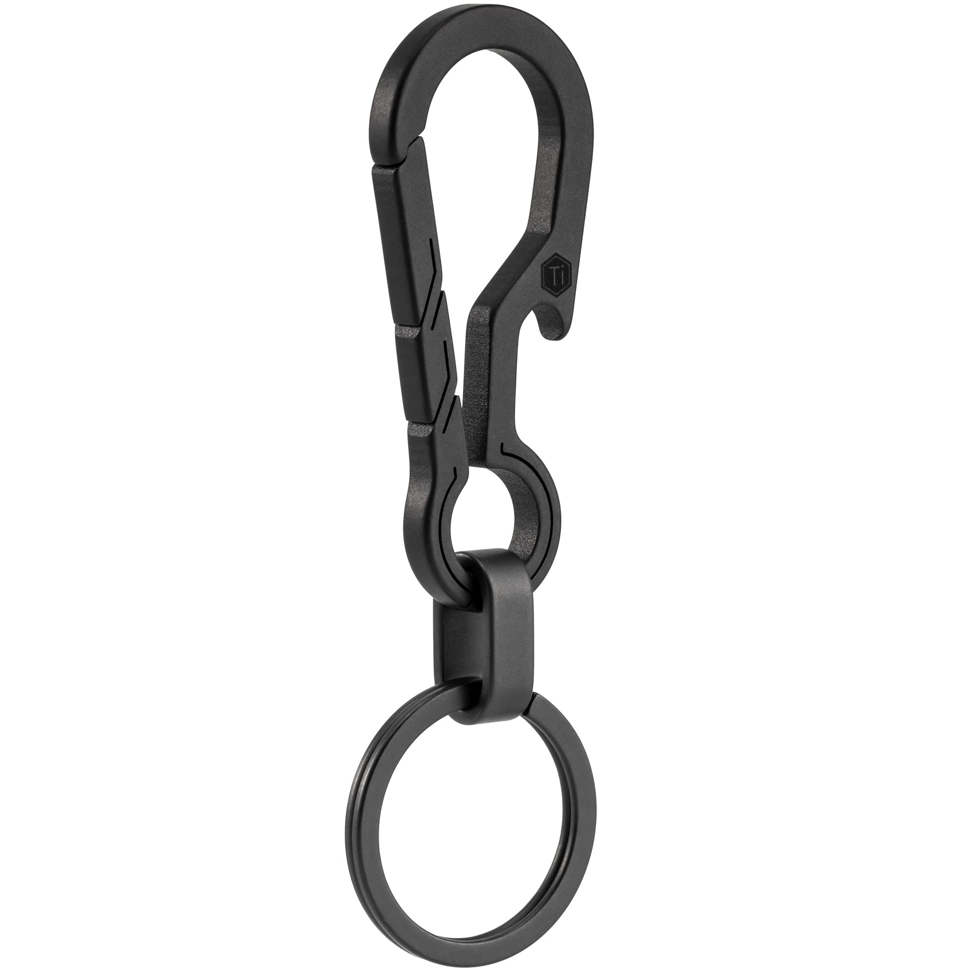 Keyunity Km01 Titanium Edc Keychain Clip With Bottle Opener, Quick Release Carabiner Key Ring Holder For Men (Pvd Black)