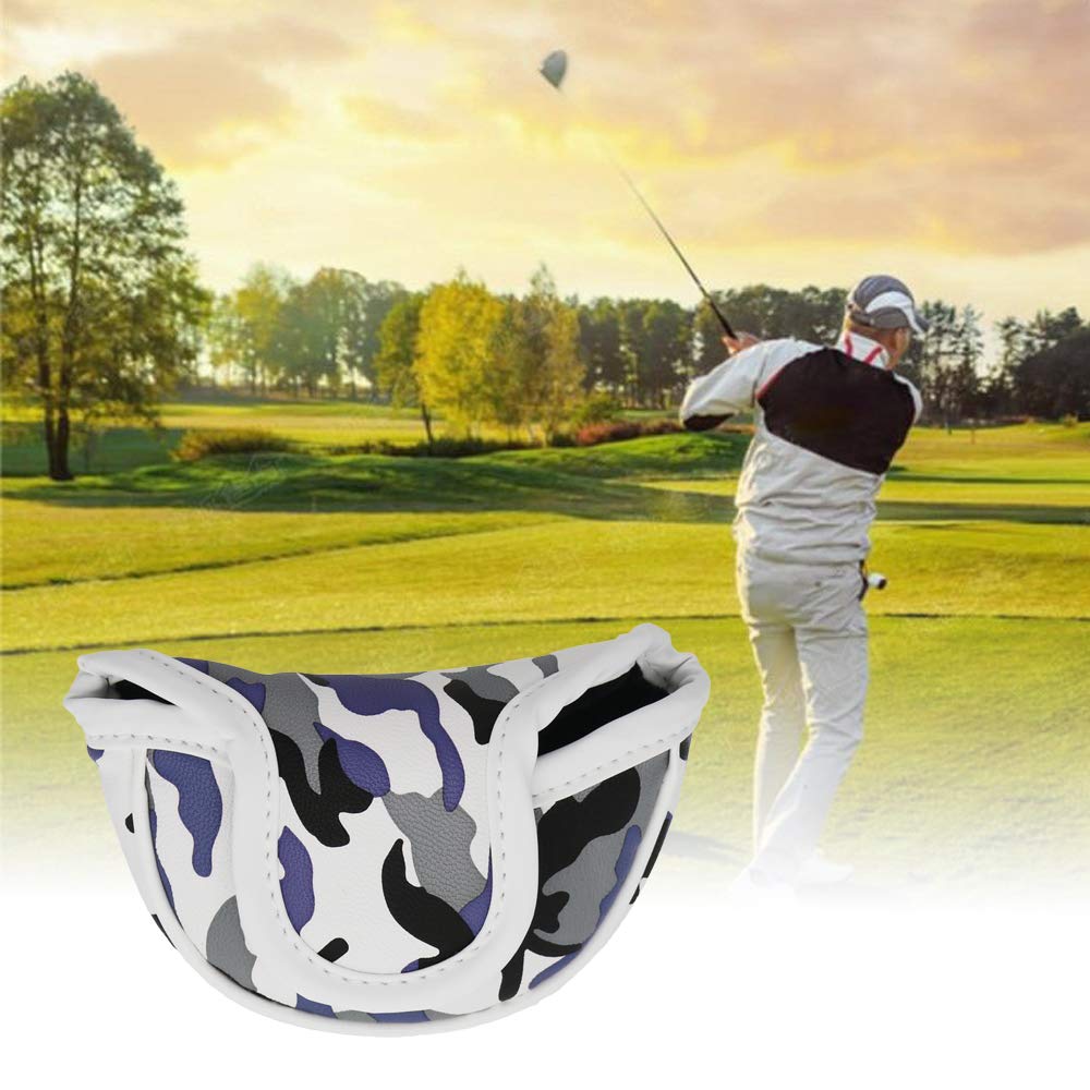 Seacloud Golf Head Cover Small Size Pu Leather Camouflage Style Mallet Putter Headcover Designed For Smaller Mallet - Gray