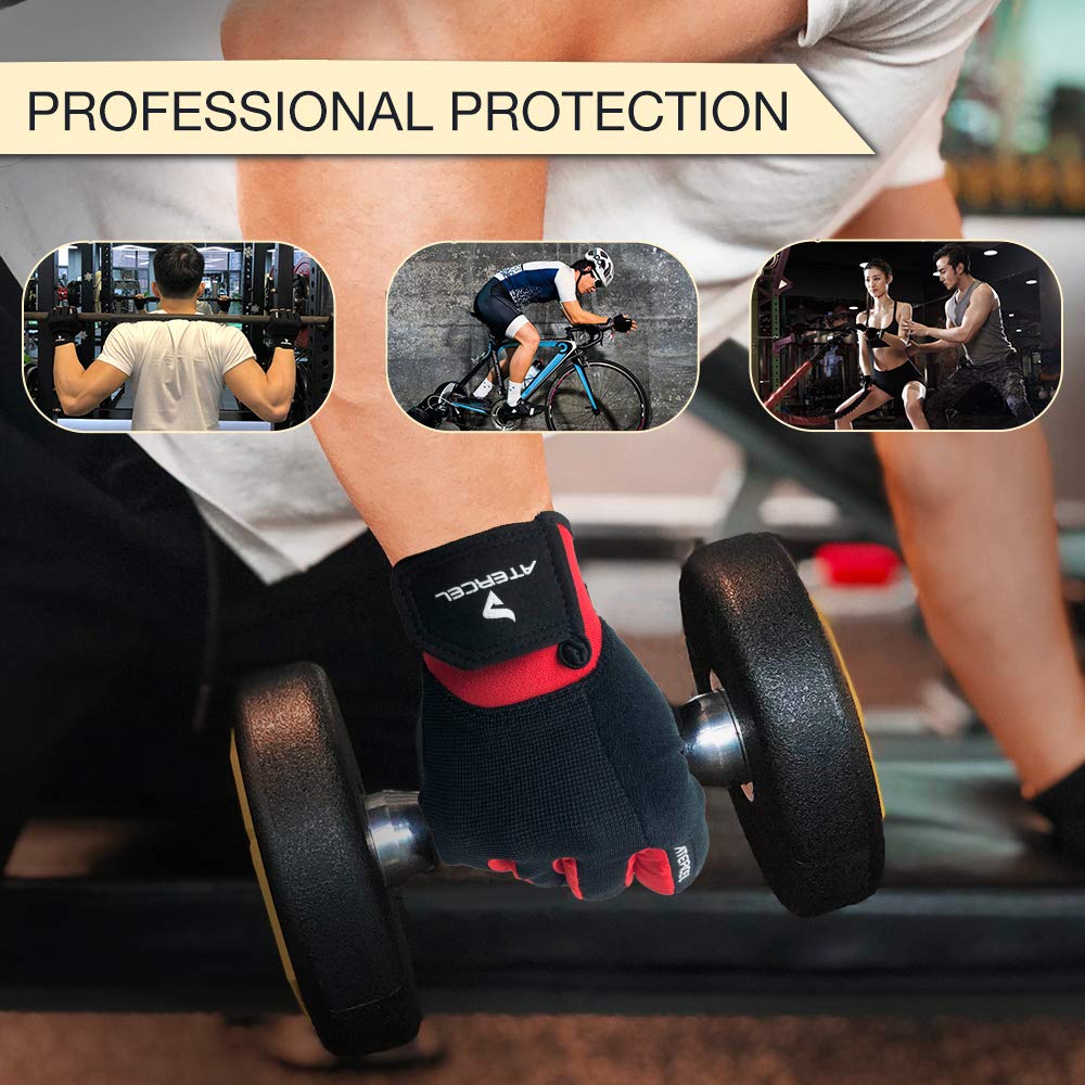 Atercel Workout Gloves For Men And Women, Exercise Gloves For Weight Lifting, Cycling, Gym, Training, Breathable And Snug Fit (R