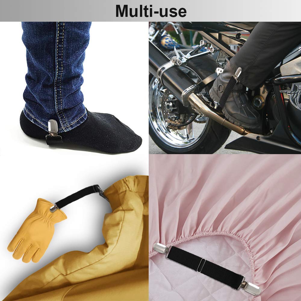 Boncas Sturdy Adjustable Elastic Boot Straps Motorcycle Pant Clips Bicycle Stirrups Straps Keeping Your Pants Tucked