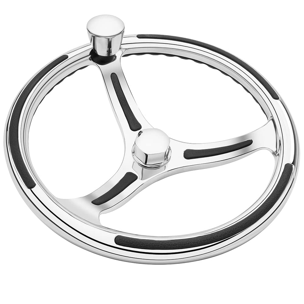 Schmitt & Ongaro 740 Primus Wheel 13.5'' Stainless Steel 3/4'' Tapered Shaft W/Knob Finger Grips & Black Inserts
