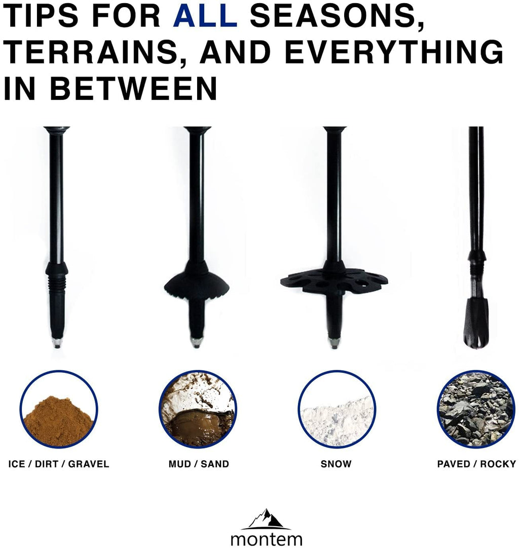 Montem Ultra Strong Trekking Poles, Black (Matte) , One Pair