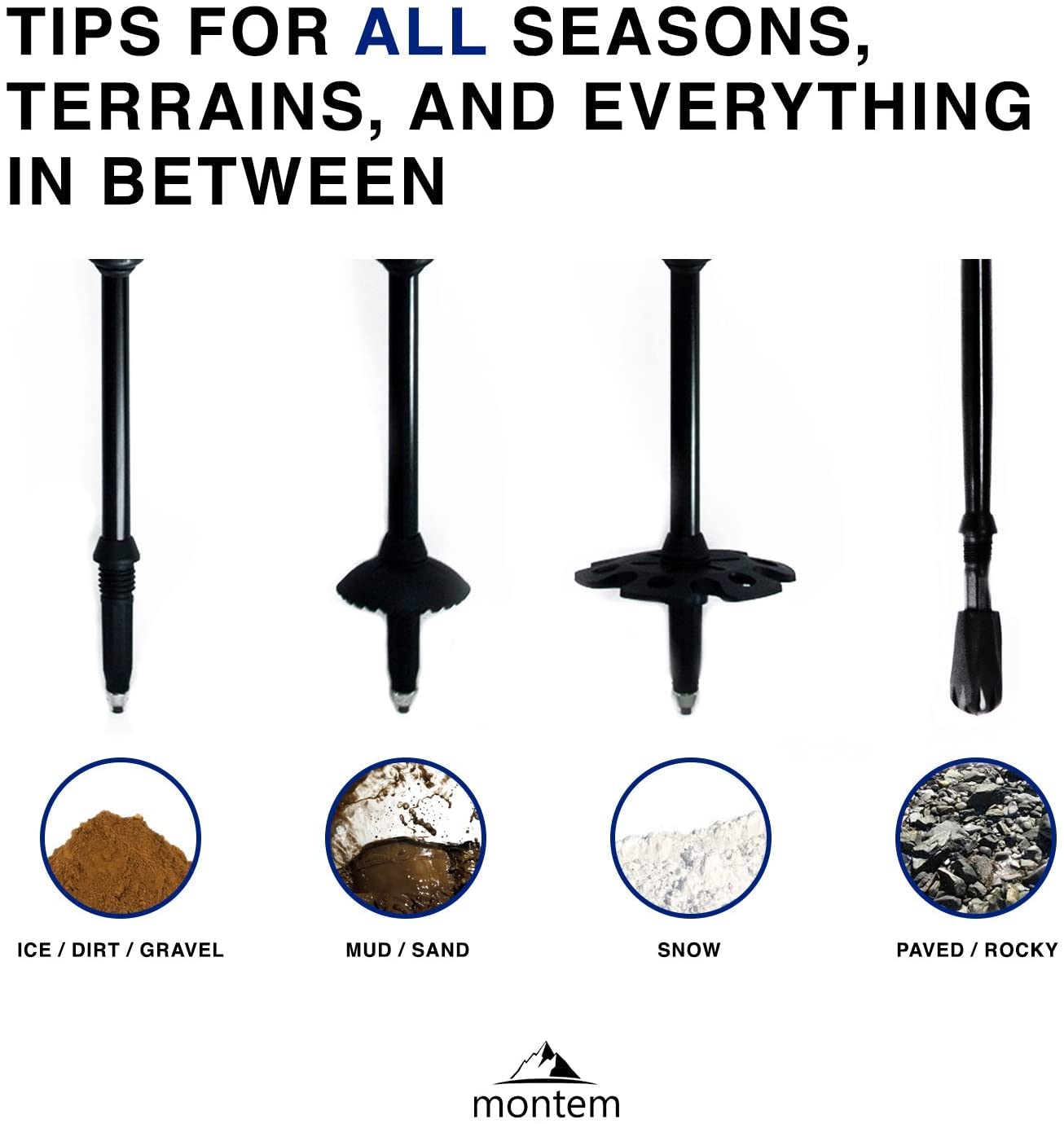 Montem Ultra Strong Trekking Poles, Black (Matte) , One Pair