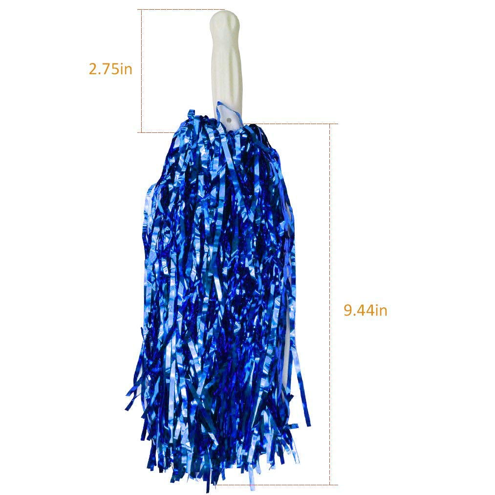 Baotongle 12 Pcs Cheerleading Squad Spirited Fun Poms Pompoms Cheer Costume Accessory For Party Dance Sports (Blues)