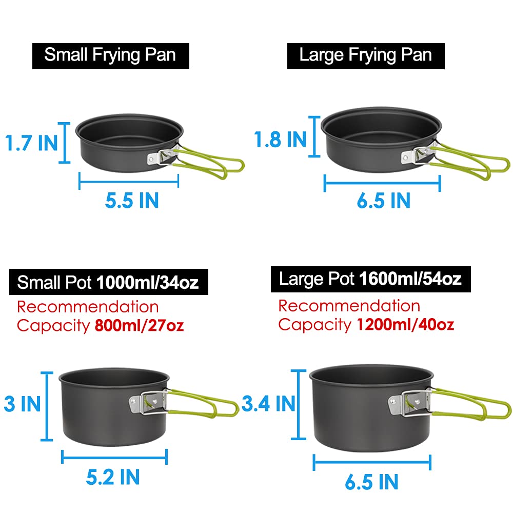 Gutsdoor Camping Cookware Set Camping Gear Campfire Utensils Non-Stick Cooking Equipment Lightweight Stackable Pot Pan Bowls Wit