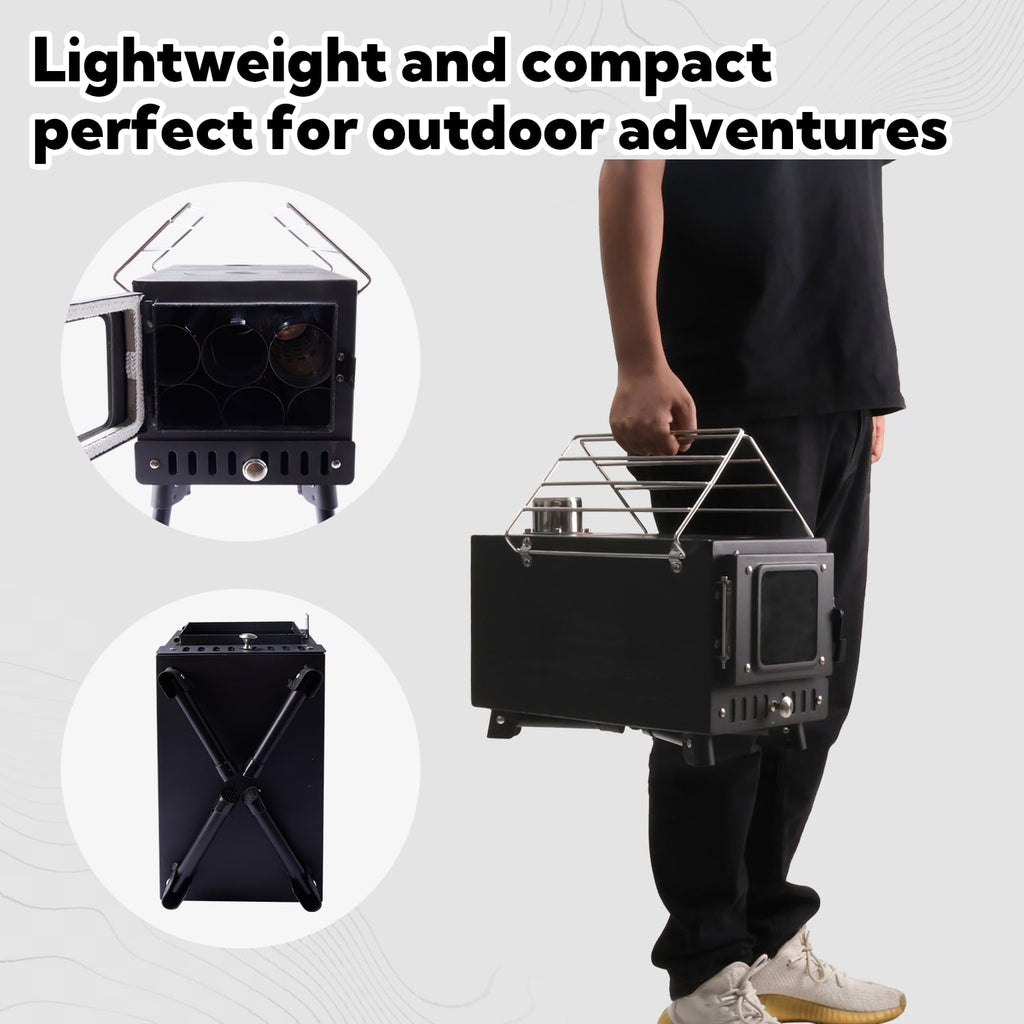 Huskfirm Wood Burning Stove,Tent Stove For Heating,Folding Portable Wood Stove For Tent,Cooking,Courtyard,Camping Stove Include