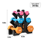 Portzon Weights Dumbbells Set With Various Color And Weights And Compatible, 20 Lb, Anti-Slip, Anti-Roll, Hex Shape