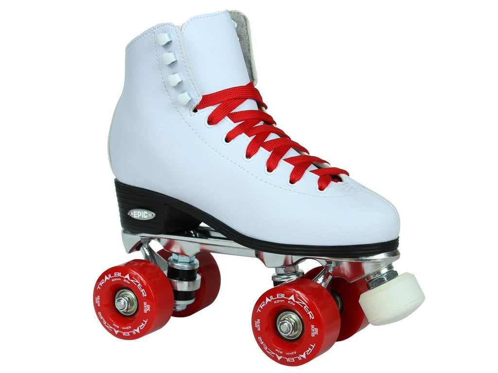 Epic Skates Classic High-Top Quad Roller Skates With Red Wheels, Ladies 8