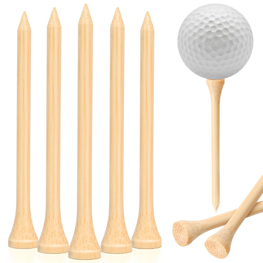 Wingolfer Golf Tees, 100 Packs Of 3 1/4 Inch Golf Tees, Professional Natural Bamboo Golf Tees, Durable & Stable Professional Tee