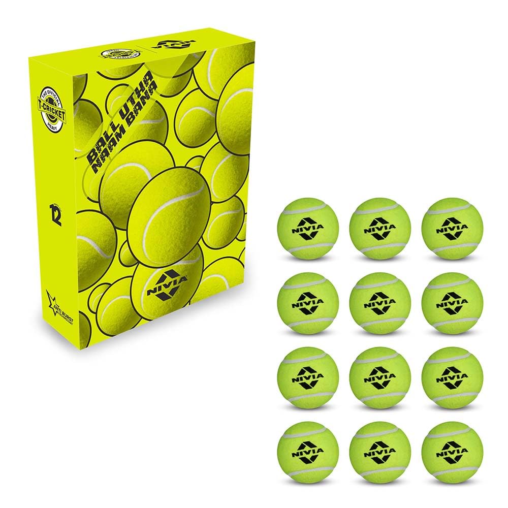 Nivia Heavy Weight Tennis Cricket Ball, Tennis Ball for Cricket, Practice Ball, Street Match Ball, Training Ball for Outdoor & I