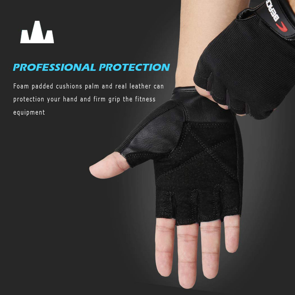 Beace Weight Lifting Gym Gloves With Breathable Leather Palm For Workout Exercise Training Fitness And Bodybuilding For Men  Wom