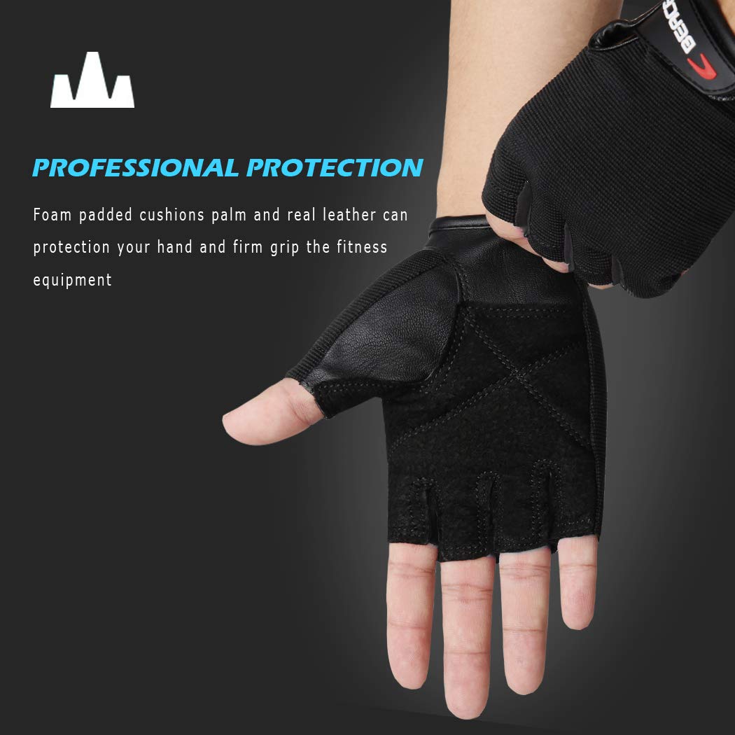 Beace Weight Lifting Gym Gloves With Breathable Leather Palm For Workout Exercise Training Fitness And Bodybuilding For Men  Wom