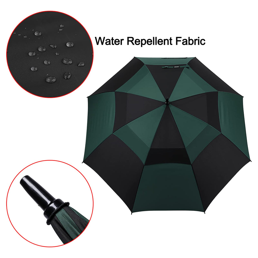 G4Free 68 Inch Automatic Open Golf Umbrella Double Canopy Extra Large Oversize Windproof Waterproof Stick Umbrellas(Black/Dark G