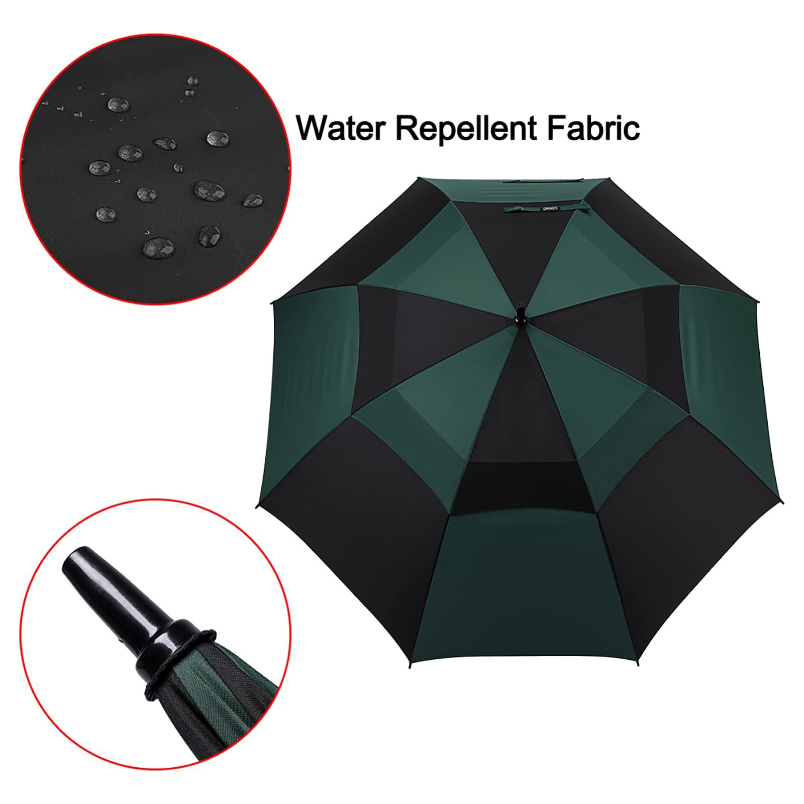 G4Free 68 Inch Automatic Open Golf Umbrella Double Canopy Extra Large Oversize Windproof Waterproof Stick Umbrellas(Black/Dark G