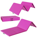 Fitvids Folding Exercise Gymnastics Mat,2 Inch Gym Workout Mat with Carrying Handles for Home Gym Yoga Pilates, Pink