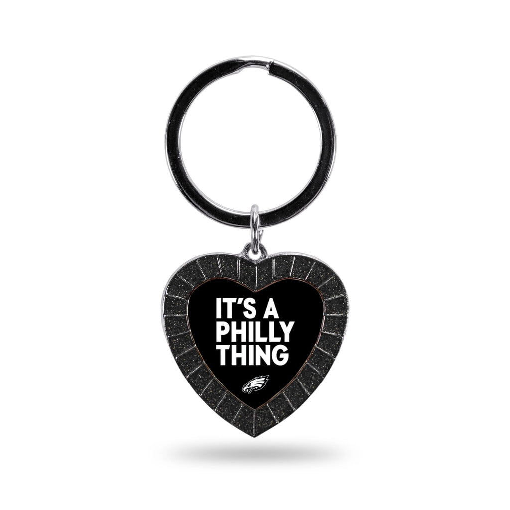 Rico Industries Nfl Football Philadelphia Eagles It'S A Philly Thing Slogan Black Team Color Rhinestone Heart Keychain
