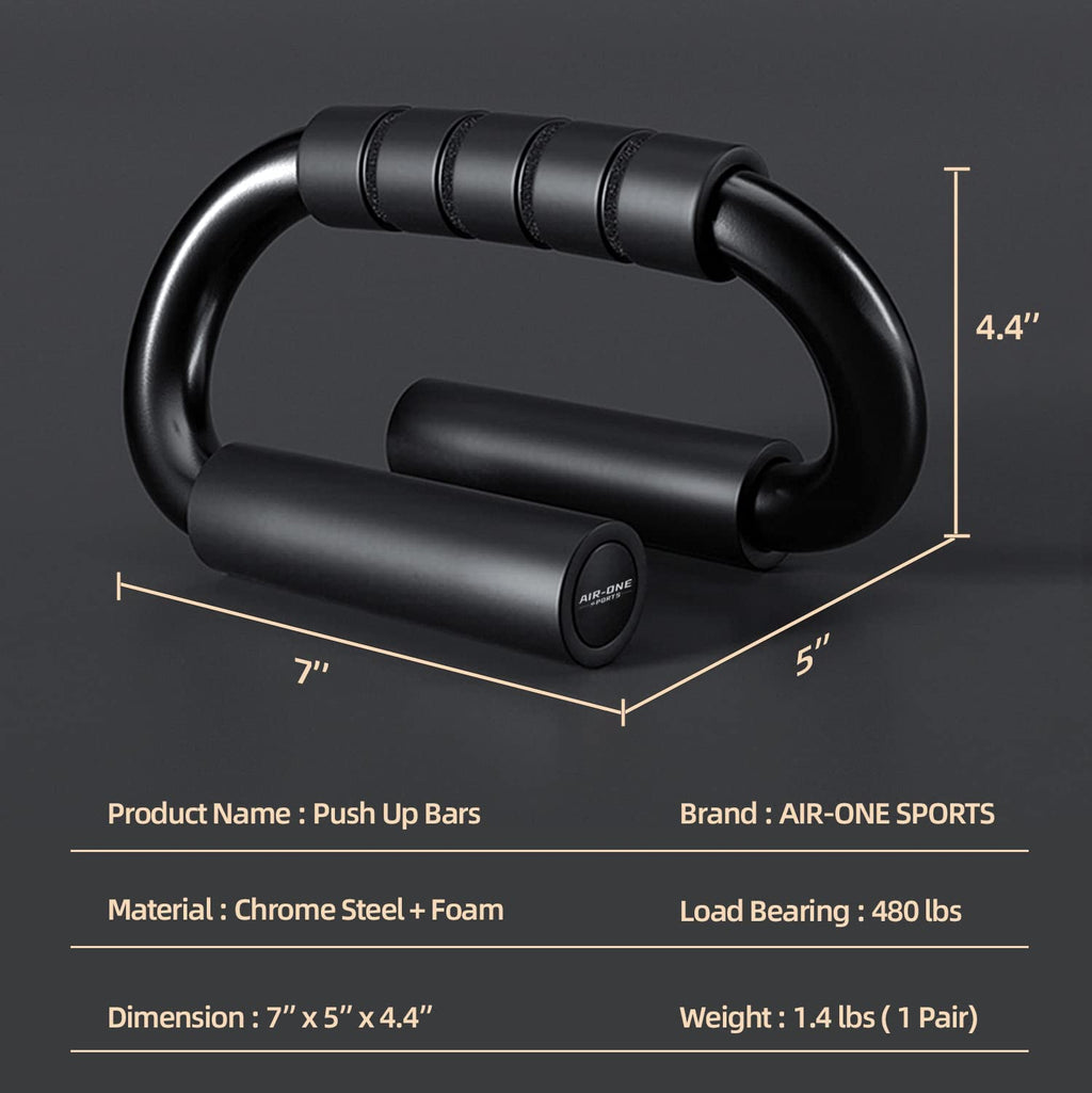 Kitchlife Air-One Sports Push Up Bars - 480 Lb Capacity, Extra Thick Non-Slip Foam Grips, Sturdy Structure, Ideal For Home Gym S