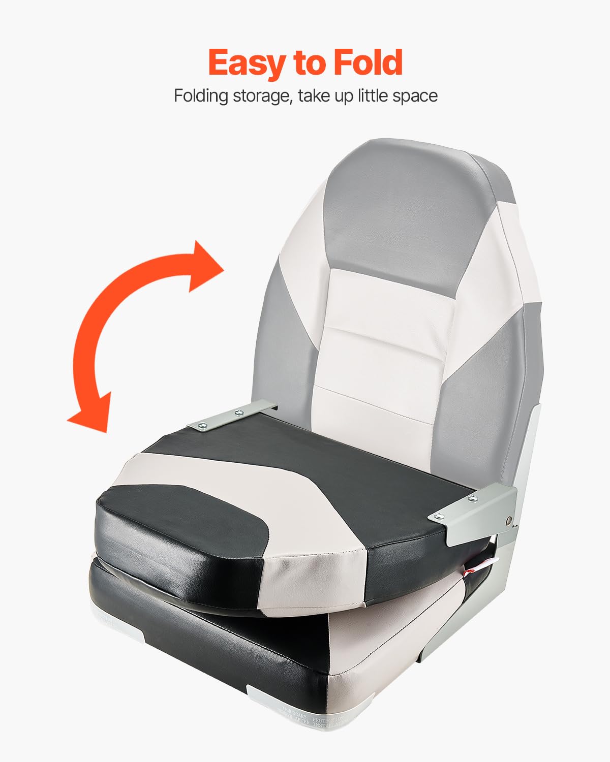 Vevor High Back Boat Seat 2 Pack, Folding Fishing Boat Seat With Thickened Sponge Cushion & Waterproof Pvc Leather, Aluminum All