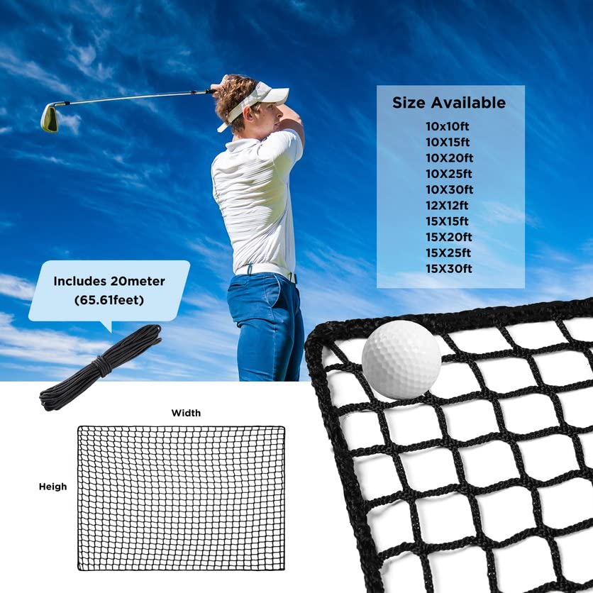 [10 X 15] Practice Golf Net For Training - Suitable For Hockey, Baseball Batting Cage Divider Net - Heavy Duty Golf Sports Netti