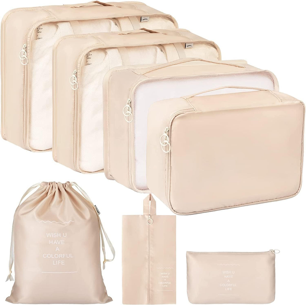Travel Bag Tekcool 7 Pcs Packing Cubes For Travel, Travel Organizer Bags For Luggage,Clothes Space Savers Bags Suitcase Cosmetic