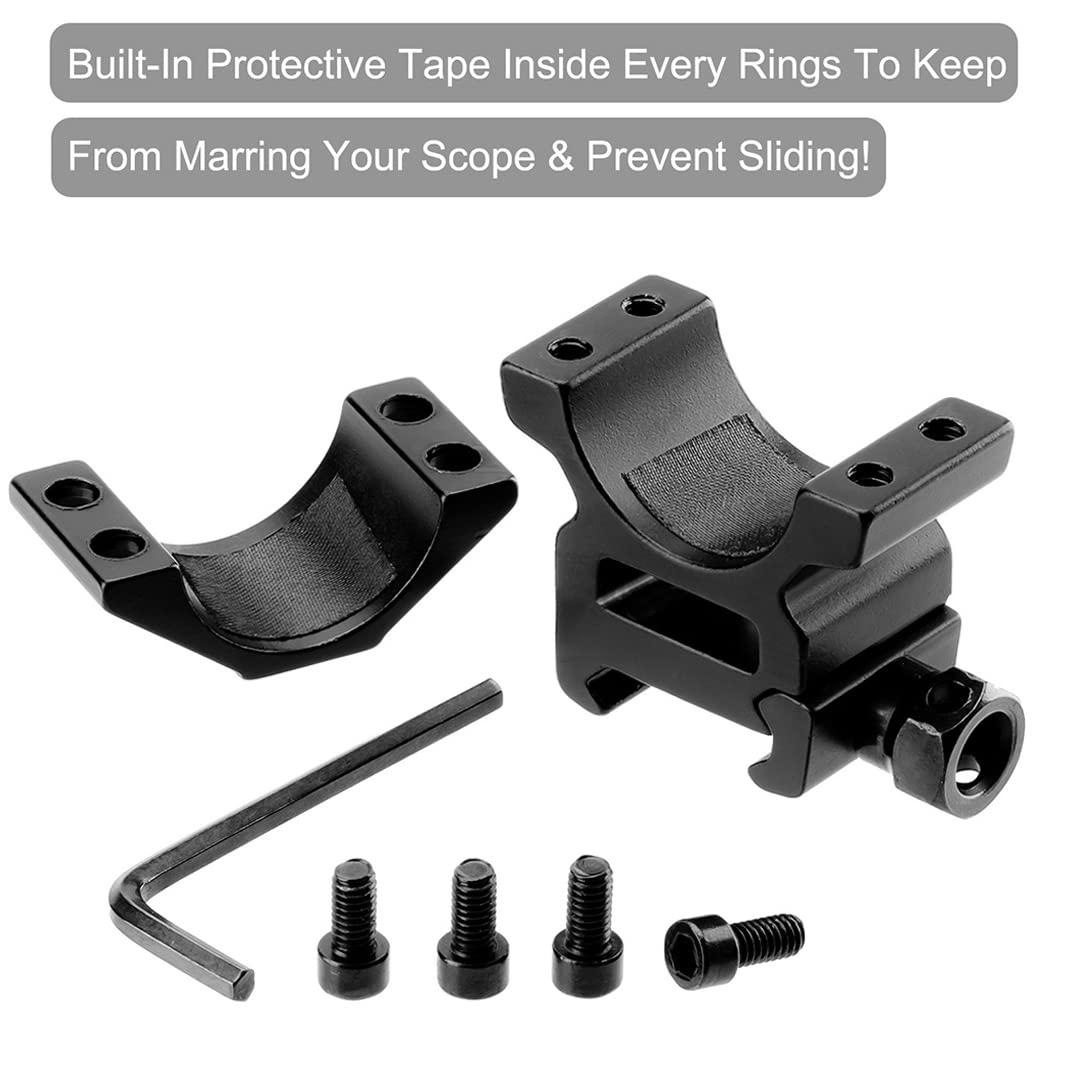 LONSEL 1 Picatinny Scope Rings, 2Pcs Medium Profile 1 Inch Scope Ring Mounts for Picatinny Rail