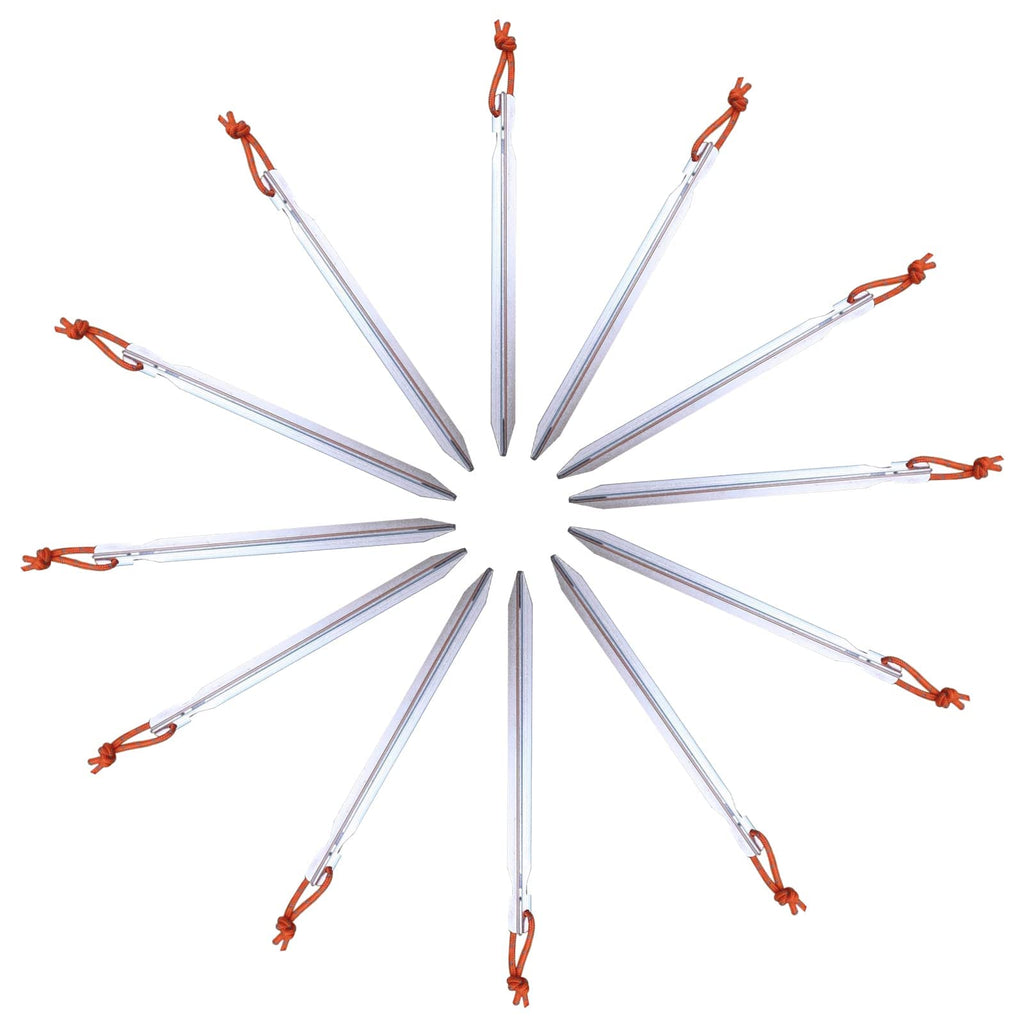 12 Pack Tent Stakes, 7075 Ground Metal Camping Aluminum Tent Pegs, Lightweight Stakes Heavy Duty Spikes Camping Accessories, Sil