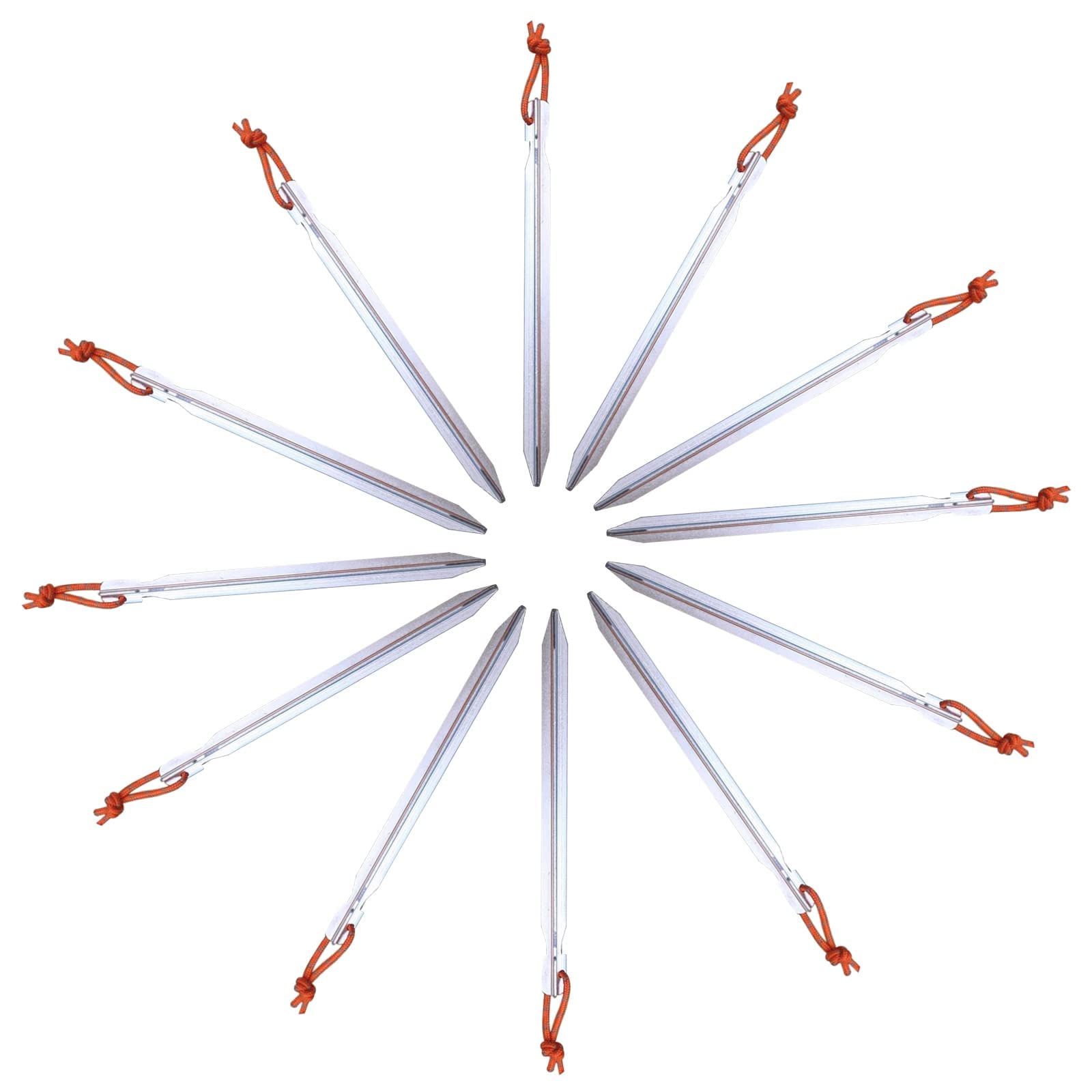 12 Pack Tent Stakes, 7075 Ground Metal Camping Aluminum Tent Pegs, Lightweight Stakes Heavy Duty Spikes Camping Accessories, Sil