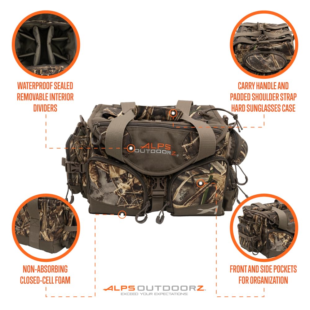 Alps Outdoorz Deluxe Floating Blind Bag - Large, Realtree Max-7 - Waterproof Hunting Duffel Bag, With Removable Dividers, Thermo