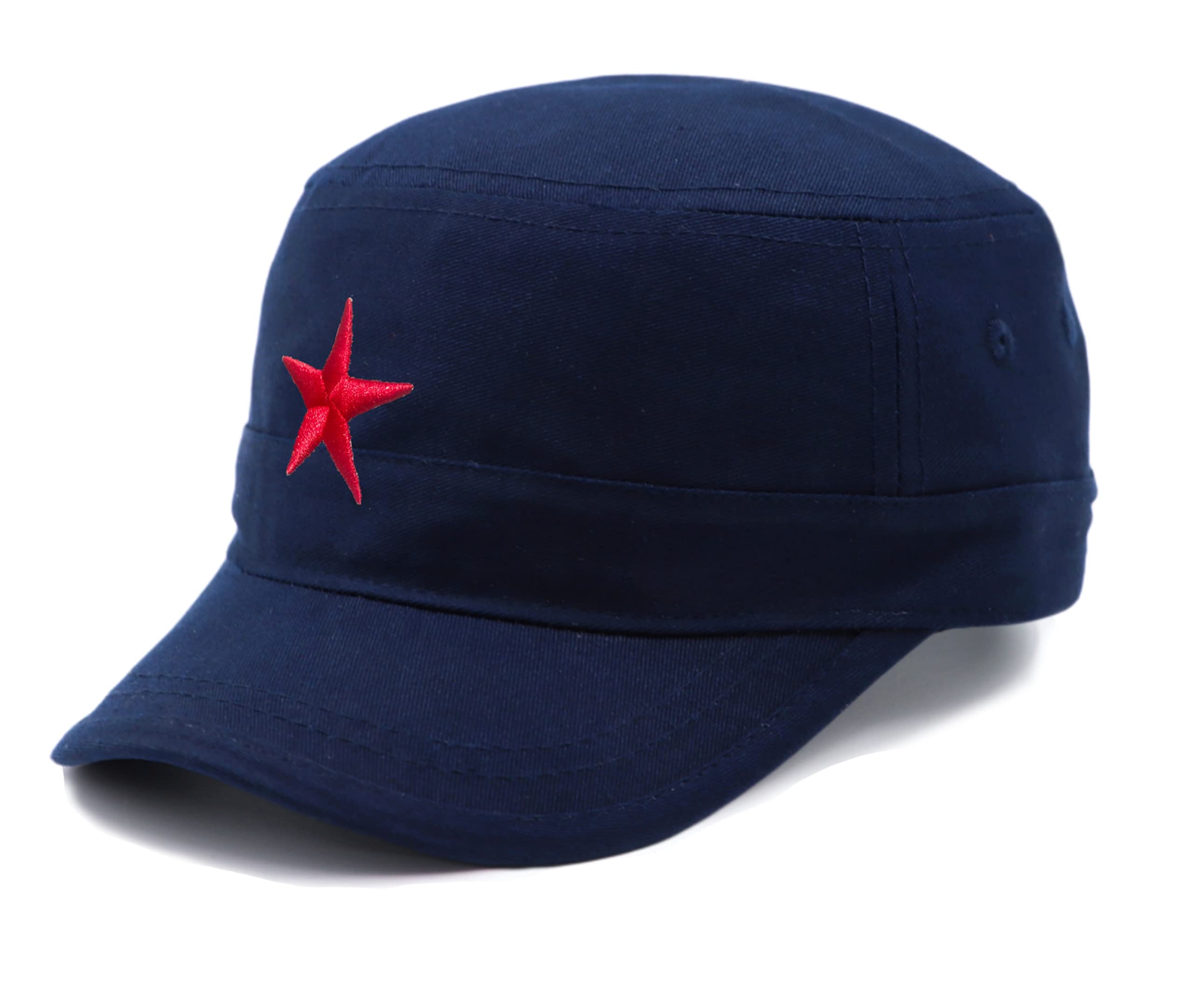 Jazaa|Az| Fashionable Solid Color Unisex Fitted Army Military Cadet Cap (Blue) (Light Grey) (Blue)