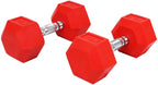 Fitvids Colored Rubber Encased Hex Dumbbell, 30Lb Pair
