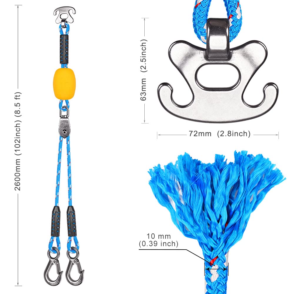 Benelabel Boat Tow Harness With Stainless Steel Pulley And Quick Connector For Water Sports - Self Centering And Floating Design