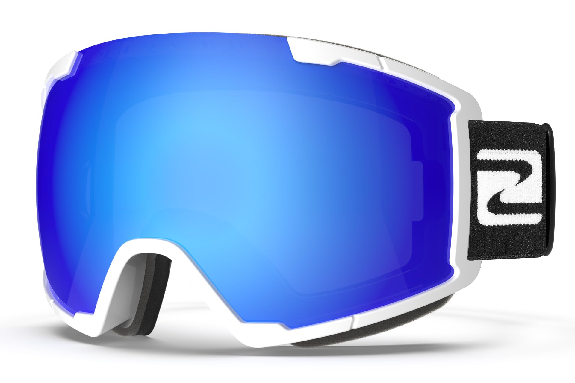 Zabert Ski Snow Snowboard Goggles For Men Women Youth, Over Glasses Otg Anti-Fog For Skiing Snowboarding Snowmobile,White Blue M