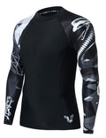 HUGE SPORTS Wildling Series UV Protection Quick Dry Compression Rash Guard (Cobra,XL)