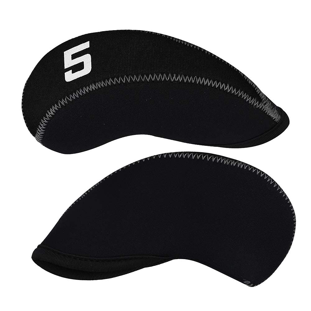 11Pcs/Set Neoprene Iron Headcover Set With Large No. For All Brands Callaway,Ping,Taylormade,Cobra Etc. (Black)