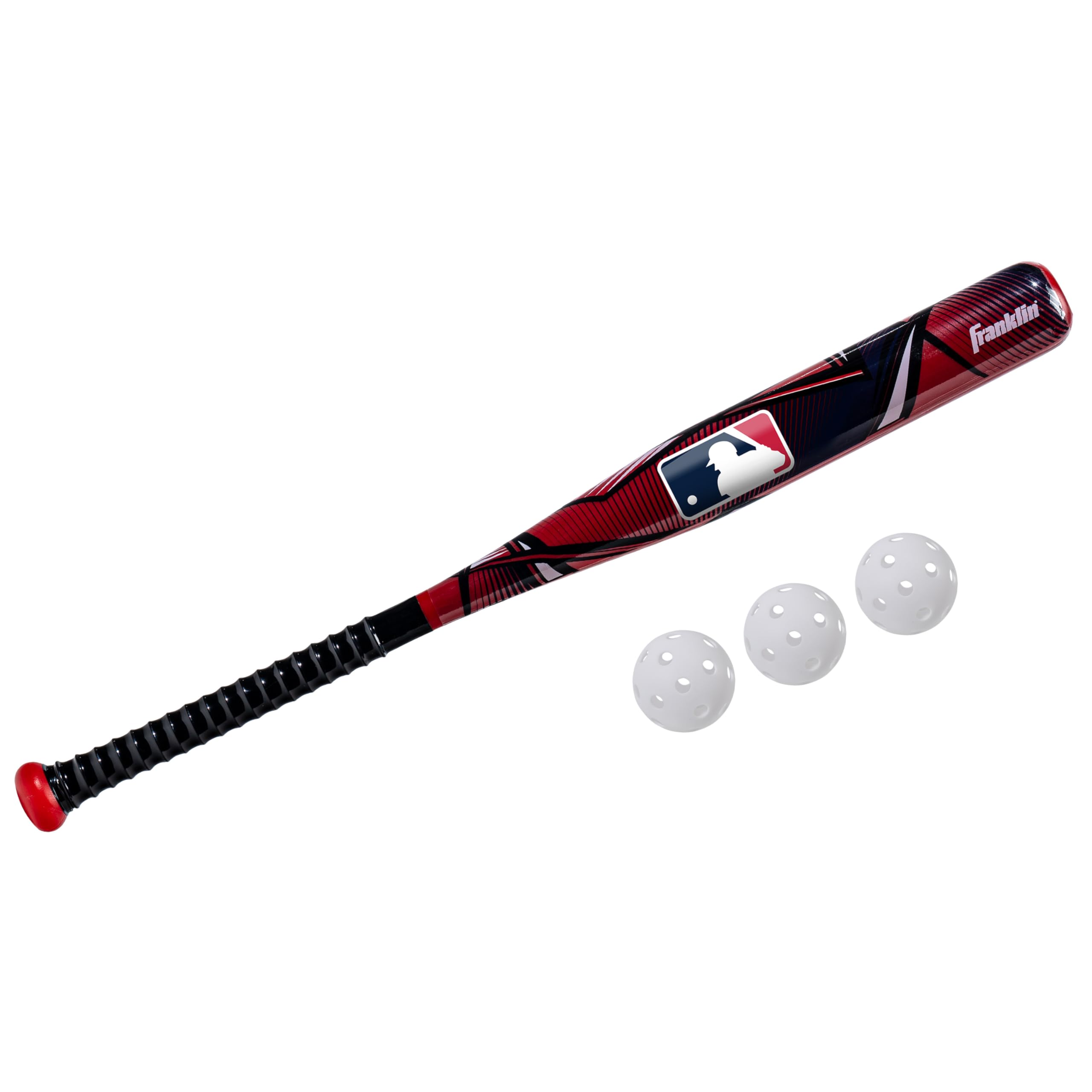 Franklin Sports Mlb Slammin' Kids Plastic Baseball Bat + Balls Set - Toy Bat & Ball Set For Kids - Youth 30'' Inch - Red