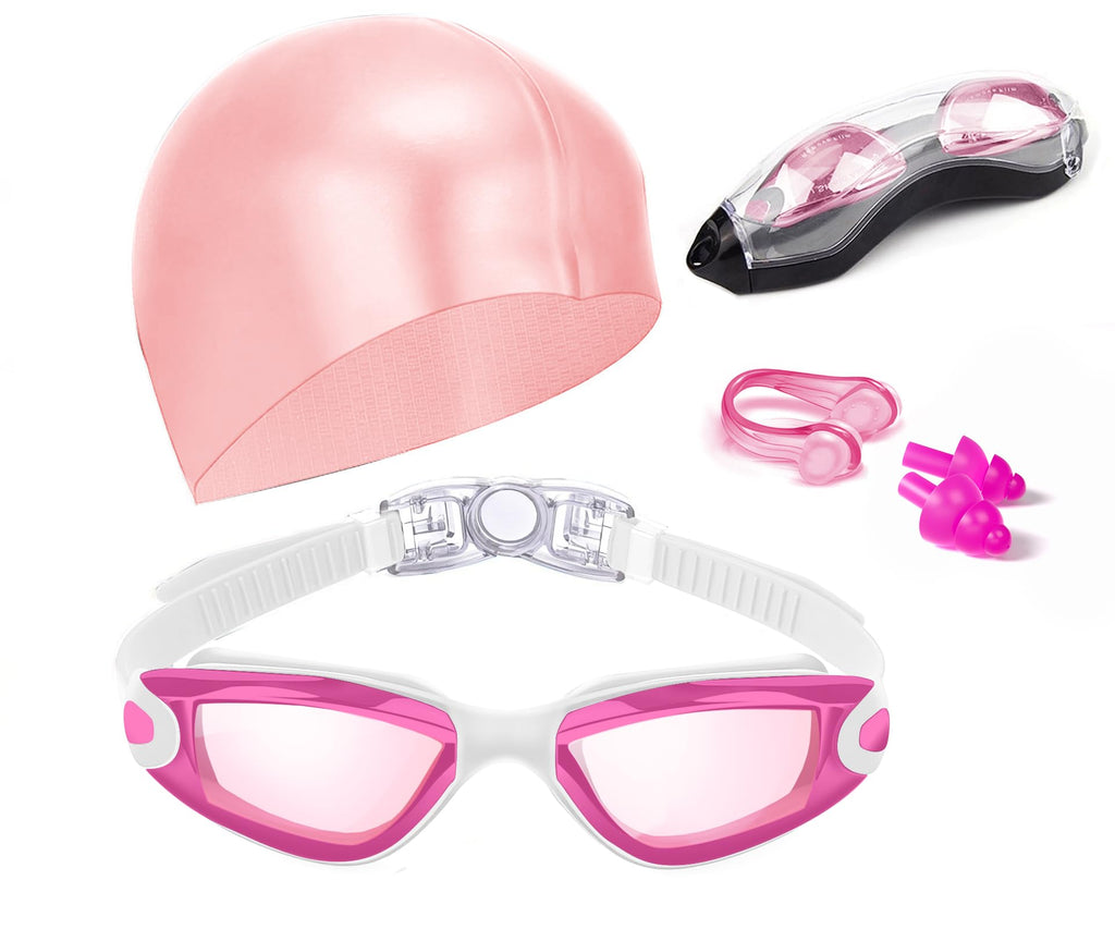 Hurdilen Swim Goggles Swimming Goggles No Leaking With Nose Clip, Earplugs, Swim Cap And Case For Men Women