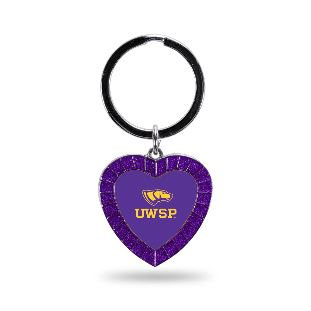 Rico Nmkh450601Pr Wisconsin - Stevens Point Colored Rhinestone Heart Keychain - Purple