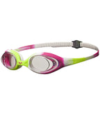 Arena Unisex Spider Junior Youth Swim Goggles For Boys And Girls, Lime Fuchsia / White / Clear, Non-Mirror Lens